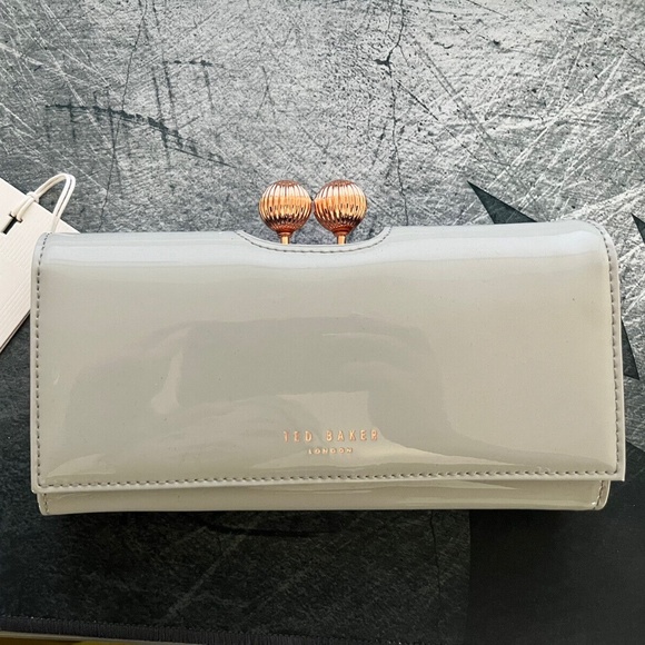 Ted Baker Gray Patent Leather Manitee Wallet - Picture 1 of 4